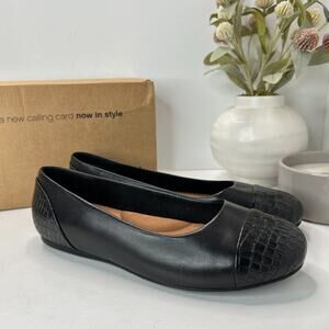 Softwalk Sonoma Cap Toe Ballet Flat Black Croco S1907-027 Women's 7.5W Tried On